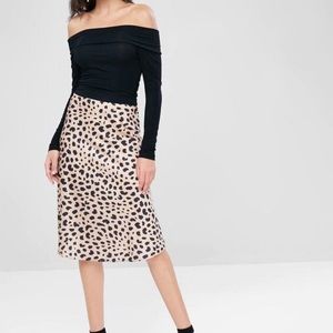 NWT Zaful Cheetah Slip Skirt